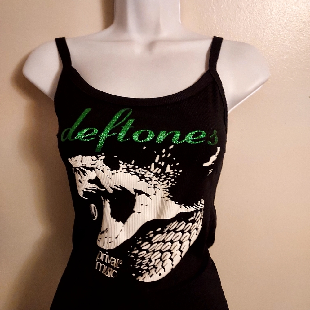 Deftones tank top Private Music Allbum Shirt Deftones  Deftones Glitter Crop Top - Picture 3 of 4